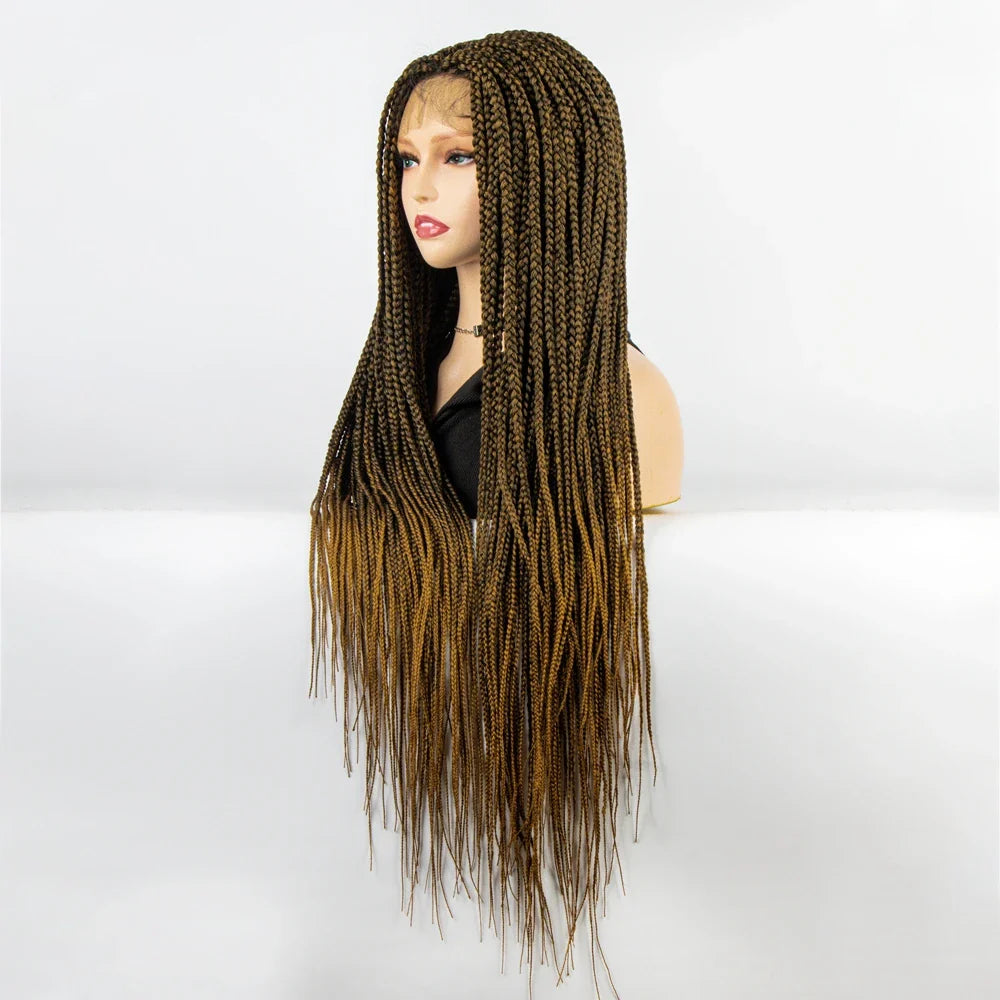 36" Knotless Box Braids Full Lace Wig | Crochet Braids | Synthetic Braiding Hair | Black Women