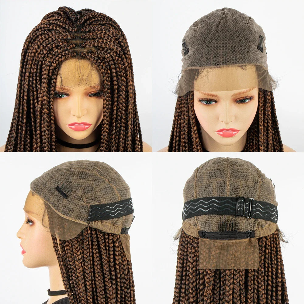 36" Knotless Box Braids Full Lace Wig | Crochet Braids | Synthetic Braiding Hair | Black Women